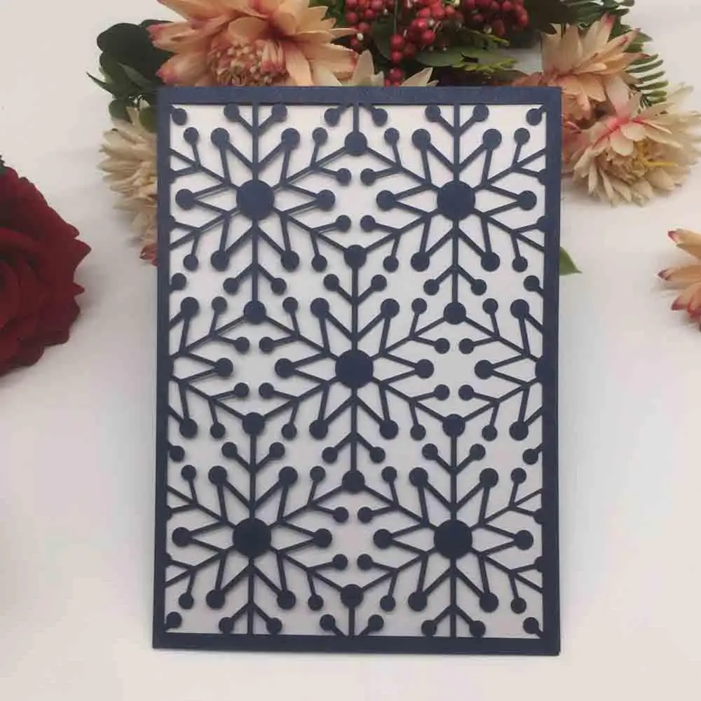 100 шт. темно зеленая вырезанная лазером Снежинка Свадебная карта день рождения