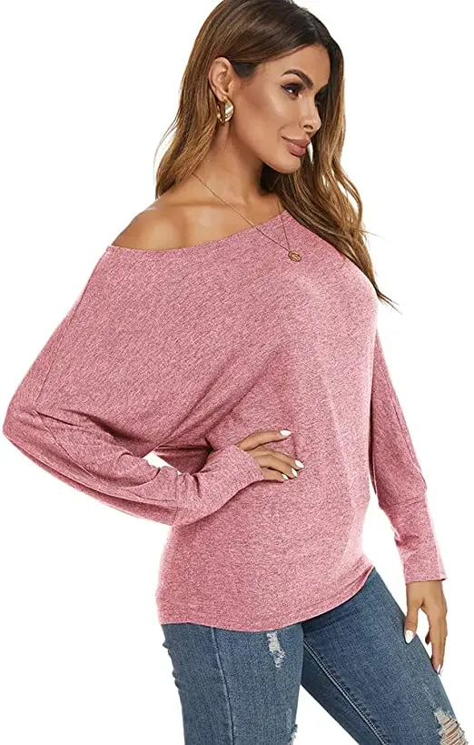 

Women's Long Sleeve Cold Shoulder Casual Tshirt Blouse Sexy Tunic Top