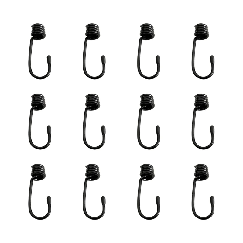 

12 Pcs Spiral Hooks for Tensioner 7mm Marine Shock Cord Bungee Elastic Rope Hooks Luggage Straps Tarp Tie Downs Canopy Stretch