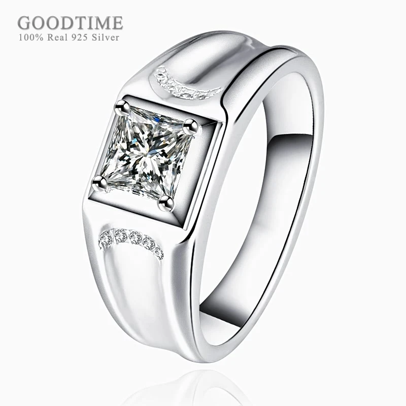 Мужское кольцо из серебра 100% пробы с фианитом | Украшения и аксессуары