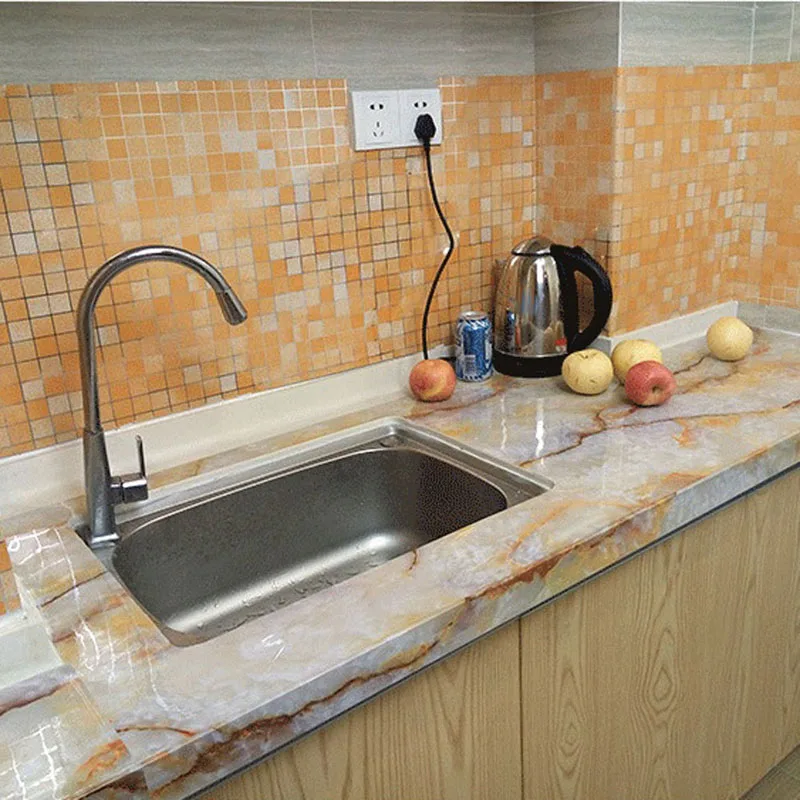 

45x200cm Waterproof Mosaic Aluminum Foil Self-adhensive Anti Oil Kitchen Wallpaper Heat Resistance DIY Wall Sticker