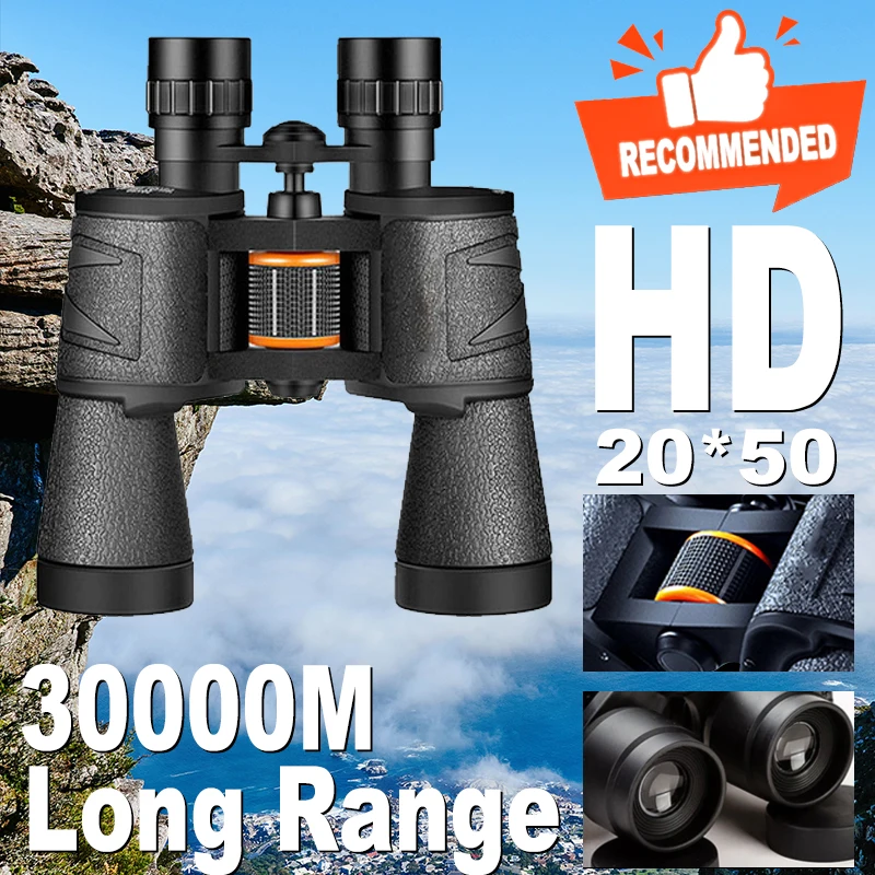 

Professional Telescope 20X Powerful Binoculars 30000 Meters HD BAK4 High-Transmittance Light Night Binoculars with Phone Holder