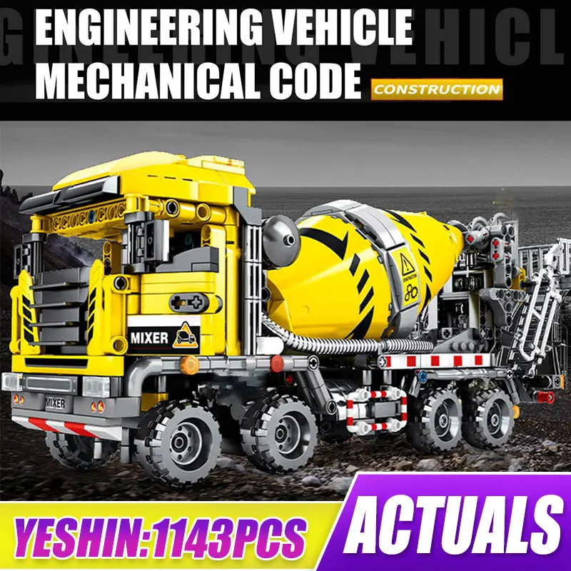 

Yeshin 703941, высокотехнологичные инженерные игрушки, модель грузовика-миксера, конструктор из кубиков, рождественский подарок для детей