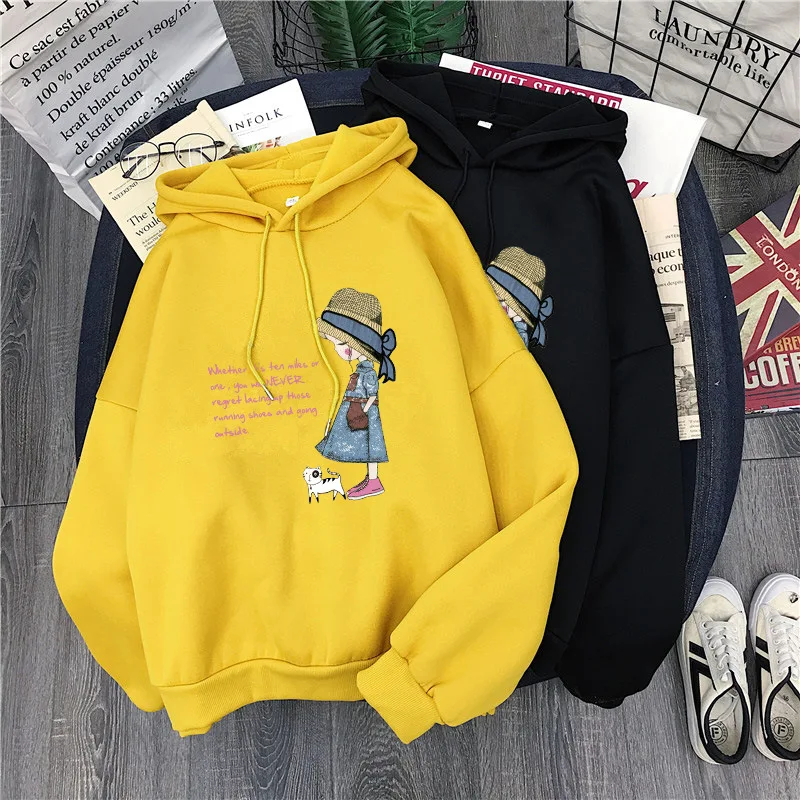 

2021 Autumn Winter Women Sweatshirt Thick Section Letter Print Fashion Long Sleeve Hoodies Casual O Neck Sweatshirt