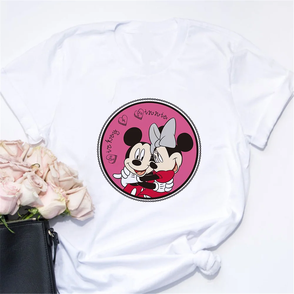 

Mickey Minnie Mouse Lovers T Shirt Women Casual Tshirts Tees Harajuku Style Graphic Tops Kawaii Female T-shirt Women's Clothing