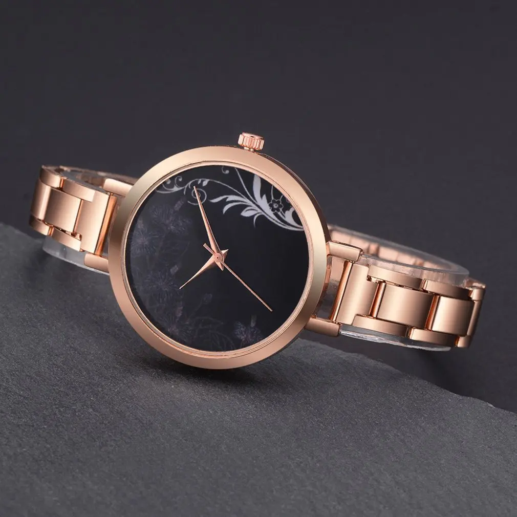 Кварцевые часы для женщин водостойкий стальной ремешок простой узор Женские
