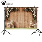 Фотообои Allenjoy с изображением деревянного пола, искусственных листьев, свадьбы, вечеринки, годовщины, помолвки, церемонии, мероприятий, баннеров, фотобудки