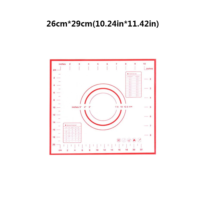 Red 26x29 40/60*60 см силиконовый коврик для выпечки со шкалой, антипригарное тесто для замеса теста, лист для выпечки, кухонная посуда, кухонный инструмент - Цвет: Red 26x29