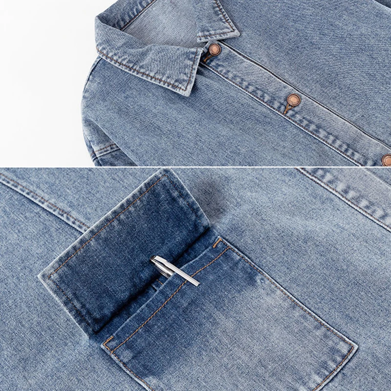 

Autumn Denim Jackets Women Vintage Turn-down Collar Buttons Oversize Coats BF Harajuku Ins Big Pockets Retro Cozy Street Stylish