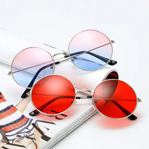 Очки солнцезащитные женские круглые в стиле ретро, винтажные Брендовые очки с защитой от ультрафиолета, модные дизайнерские красные солнеч...