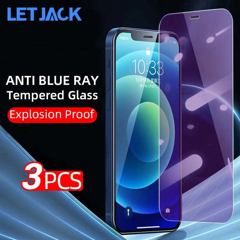 Full Cover Anti-blue Light Tempered Glass for iPhone 12 13 Mini 11 Pro XS Max X XS Screen Protector for iPhone 8 7 6s Plus Glass