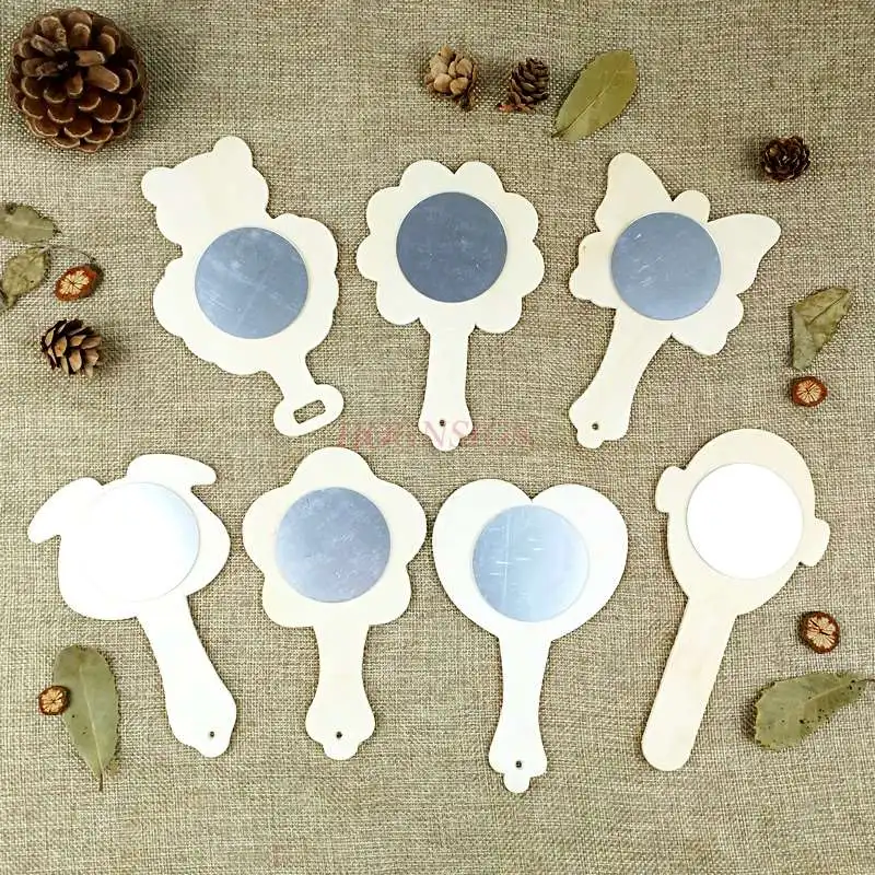 hand painted blank palace materials painting toys White wooden cartoon small mirror Thanksgiving gift for teacher | Канцтовары для