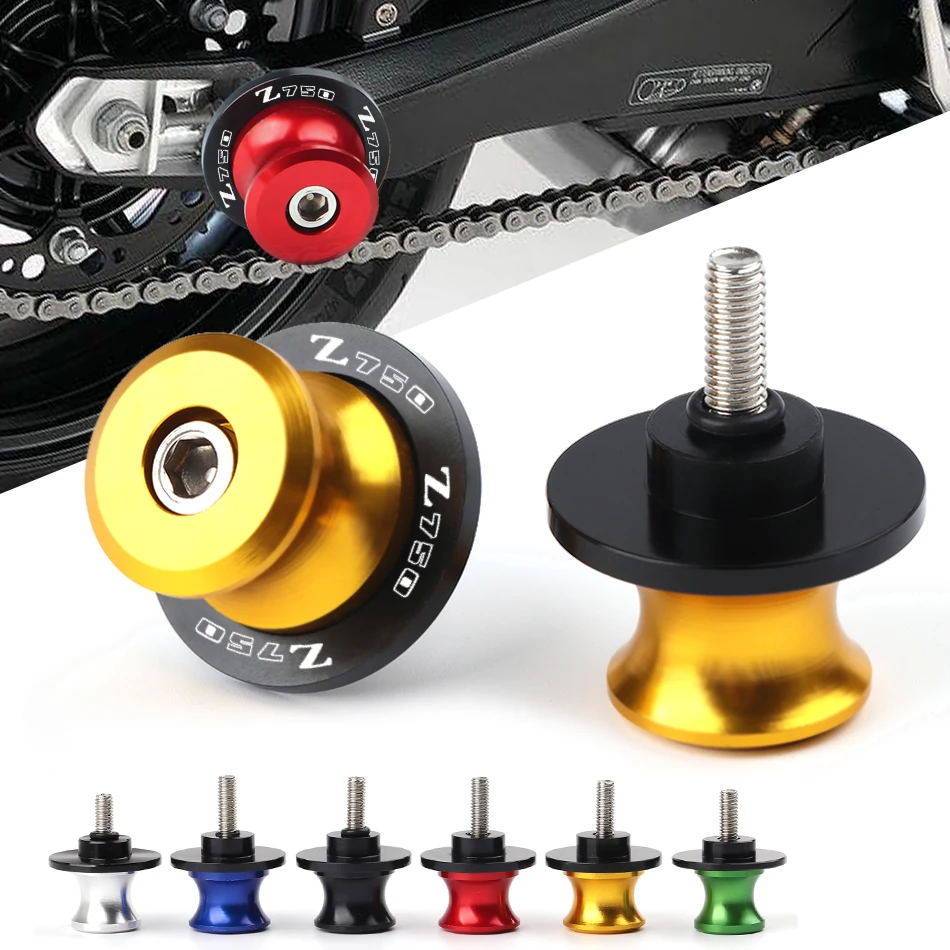 

With Logo Motorcycle CNC M8 Aluminum Swingarm Slider Spools Stand Screws 8mm Accessories 6 Color For Kawasaki Z750 Z750R Z750S
