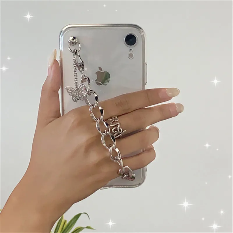

Korea Butterfly Chain Bracelet Transparent soft Phone Case For iPhone 12 Pro Max MiNi 11 Pro Max X XR XS MAX 6 S 8 7 plus SE 20