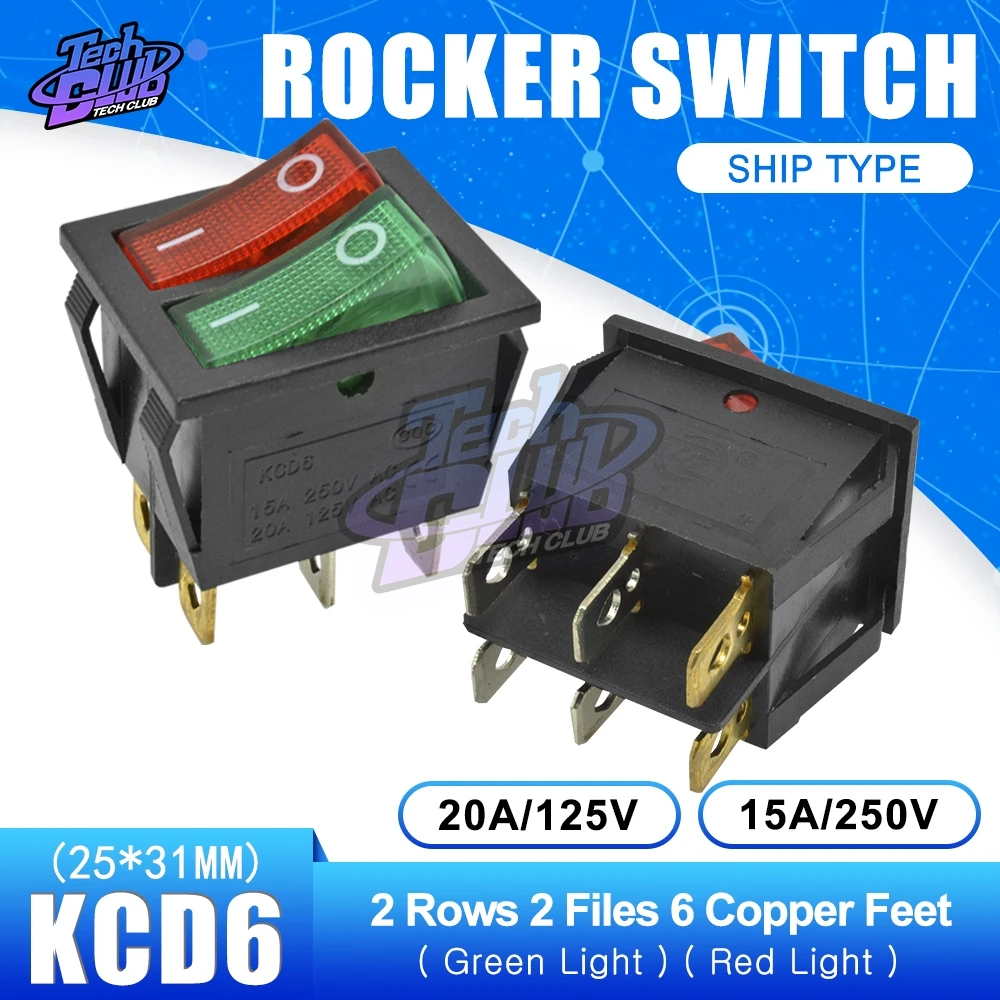 KCD6 двойной клавишный переключатель ВКЛ ВЫКЛ 2 3 позиции 6 4 контакта контактов