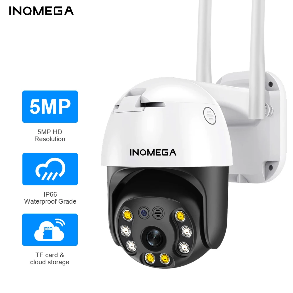 

INQMEGA 5MP PTZ Wifi Smart Home IP Camera Full Color Outdoor AI Human Detect Wireless Camera IP66 Waterproof Night Vision