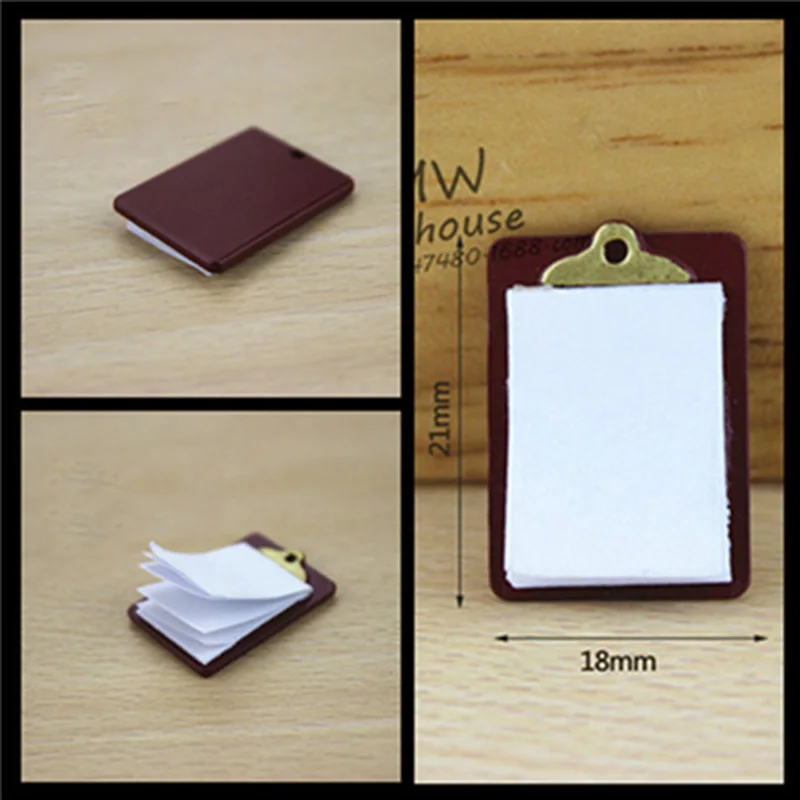 

2Pcs Mini Paper Clip Writing Splint Model Doll House Miniature Pretend Play Toys 1:12 Scale DIY Dollhouse Accessories Kids Gift
