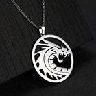 Skyrim китайский дракон круглый кулон ожерелье 316L нержавеющая сталь золотой цвет массивные цепочки ожерелья ювелирные изделия для мужчин и женщин