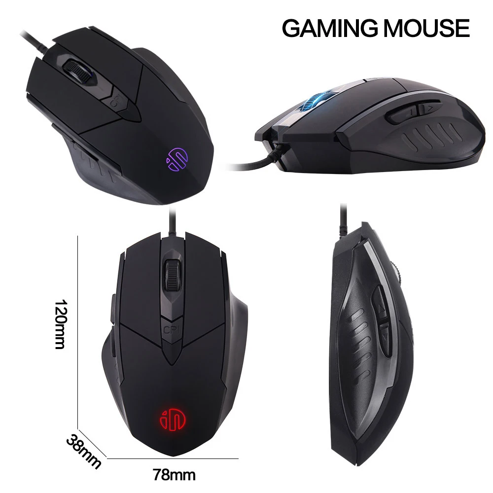 Игровая мышь inphic PW1 6 клавиш макро разрешение светящаяся Бесшумная 4000DPI