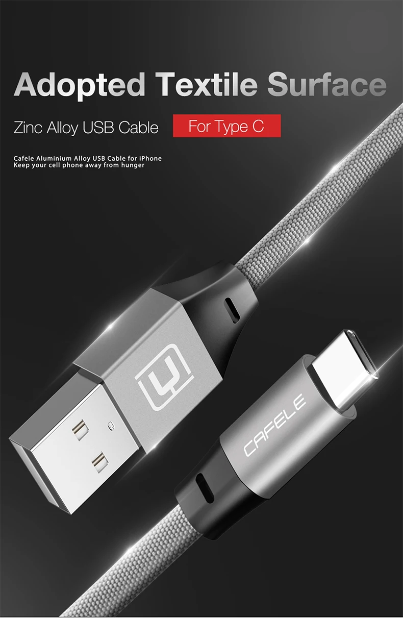 Cafele usb type-C кабель для Xiaomi Redmi Note 8 7 k20 pro USB C телефонный кабель провод для быстрого заряда для samsung S10 usb type-C устройства