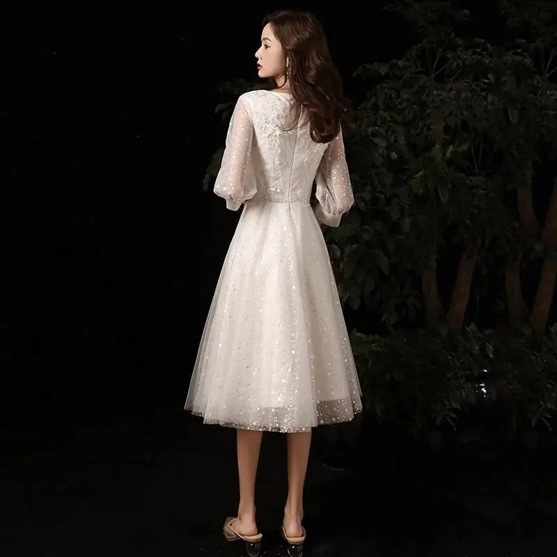 

Lace point long sleeves communion dresses Evening Dress prom party Robe De Soiree longue Formal Dress simple robe de soiree lace