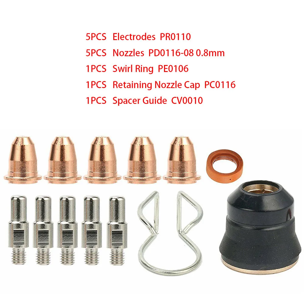 

13pcs Plasma Cutter Torch Tip Nozzles Cup Consumables Kit Suitable For S25K-S25 S35K S45 Plasma Cutting Torches