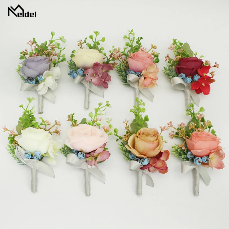 Свадебный корсаж бутоньерка meldell браслет для невесты с розовыми розами свадьбы| |