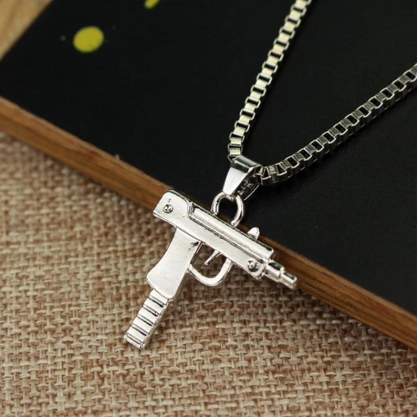 Новый пистолет узи крест кулон ожерелье s длинная кубинская цепочка модное для