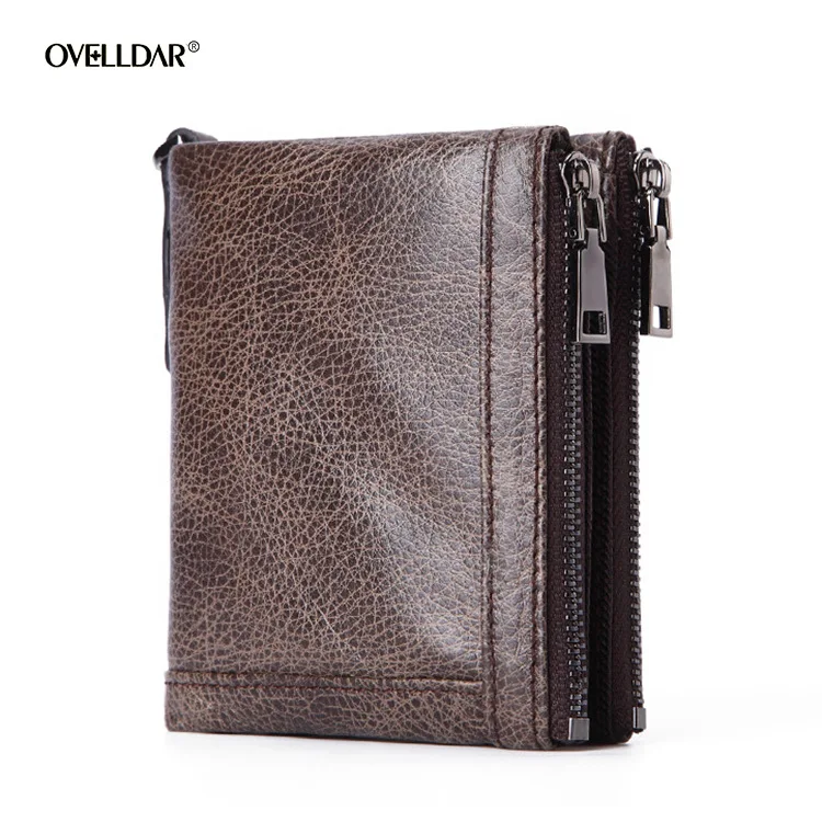 

Мужской кошелек из натуральной кожи в стиле ретро с отделением для монет и сертификатом RFID, кошелек с защитой от кражи