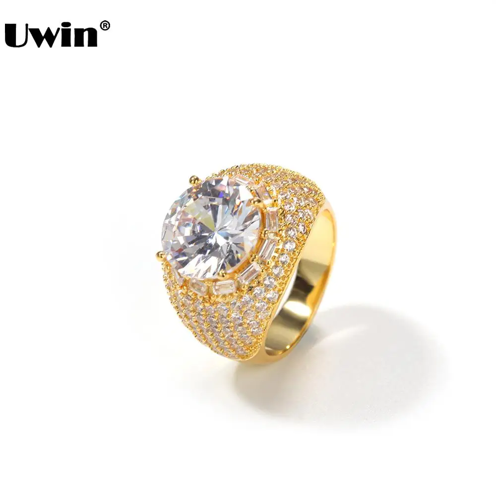 UWIN Hip Hop Jewelry Rings Micro Paved Iced Out Cubic Zircon Gold Silver Color Rings For Women Fashion Jewelry for Gift
