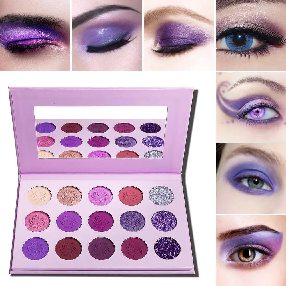 15 Цвет мечта фиолетовый синий тени для век Палитра матовый блеск драма