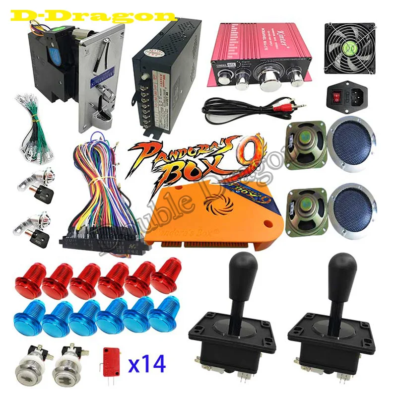 

DIY аркадная игра шкаф машина комплект Pandora box 9 jamma версия 1500 в 1 с светодиодный burtton Happ джойстик монета акцептор усилитель