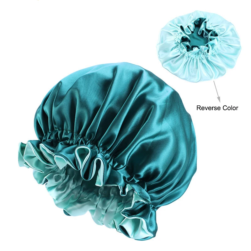 

Double Layer Satin Bonnet Women Lace Silky Big Sleeping Cap Hair Accessories Fashion Round Cap Chemo Headwear Wholesale