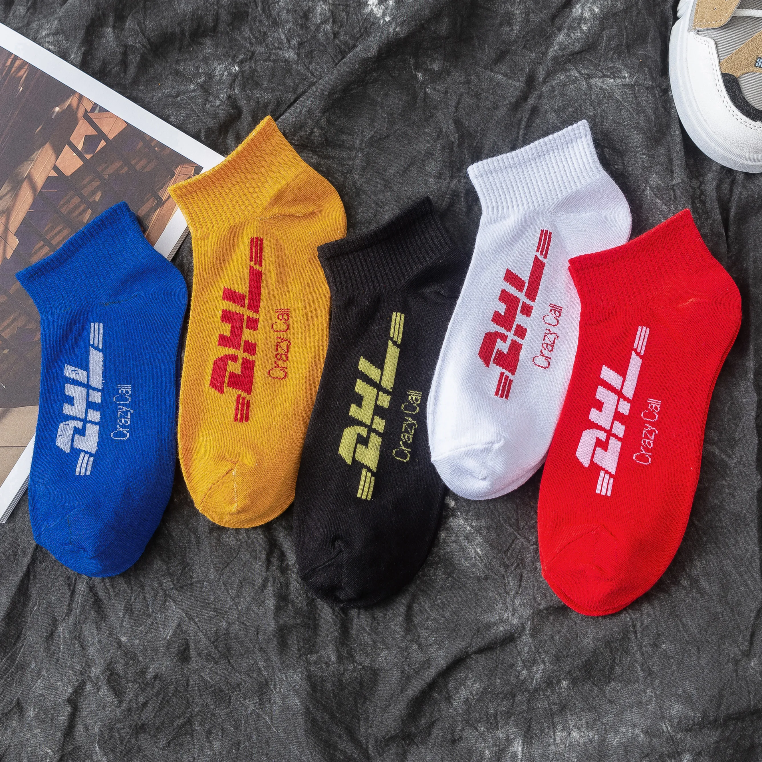 Уличные модные носки Поп хип хоп скейтборд Харадзюку с надписью DHL мужские и