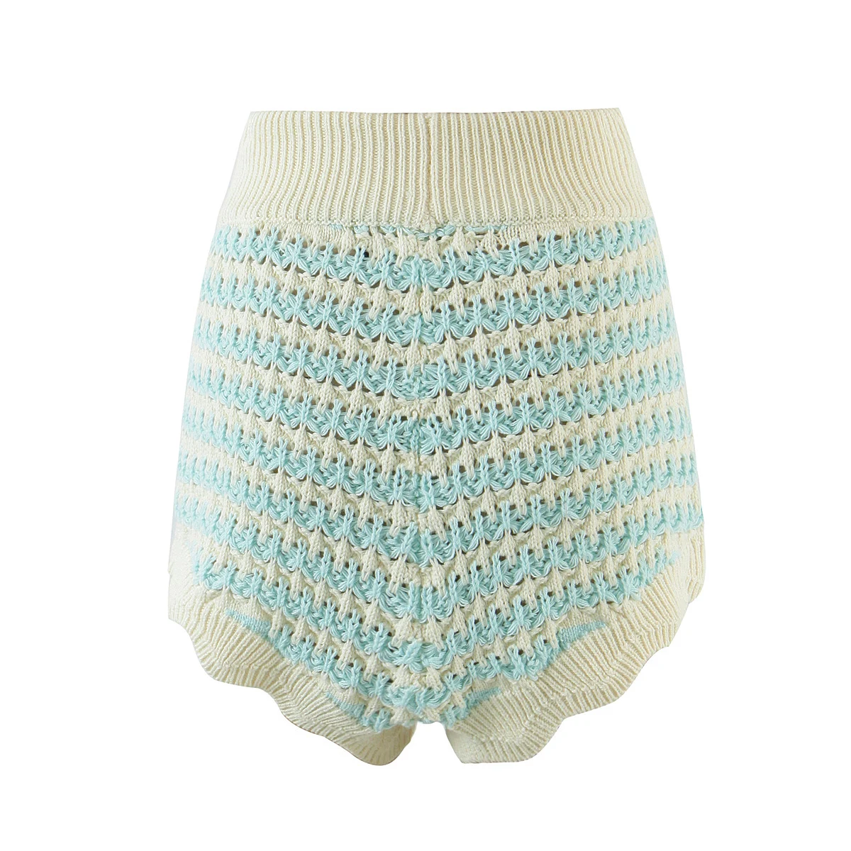 

JC·KILIG 2021 Beach Holiday Colorful Blue Knitted Vest Shorts L9787
