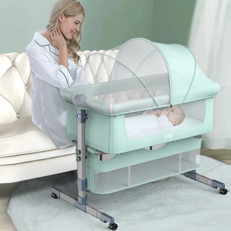 Movable Portable Baby Crib Travel Bed Game Bed with Mosquito Sleeping Bed Cradle for Newborn Multi-Function Baby Shaker