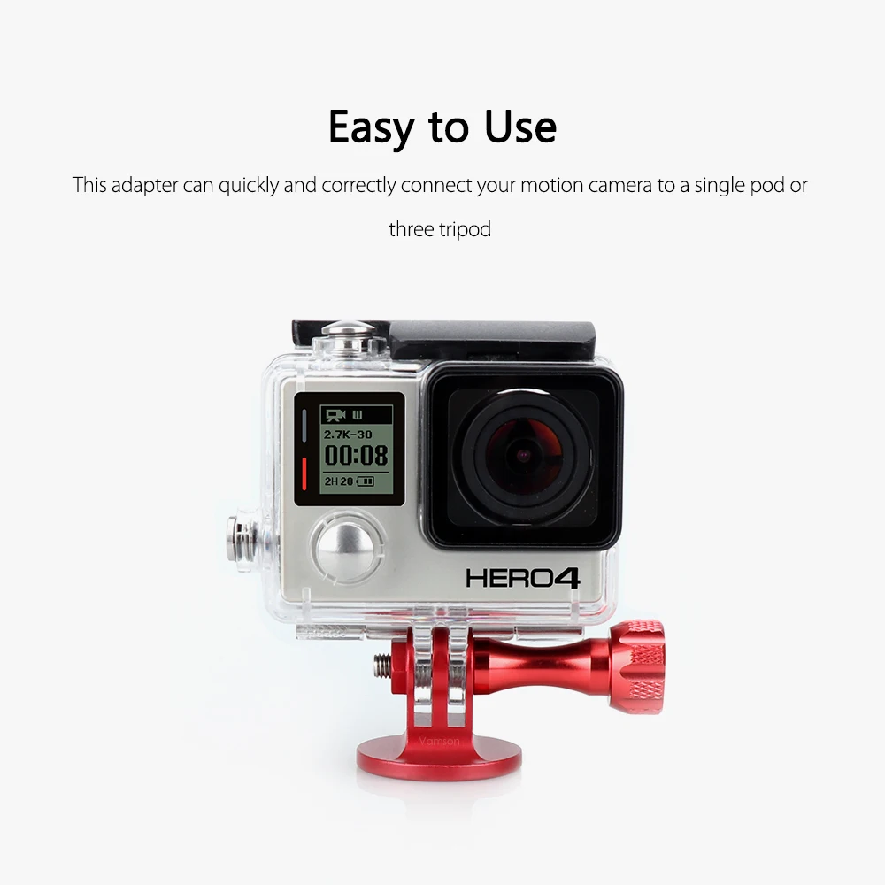 Vamson аксессуары для Gopro Hero 8 7 6 5 4 3 крепление CNC алюминиевый сплав Штатив Адаптер для Xiaomi Yi 4K Eken для SJCAM VP124