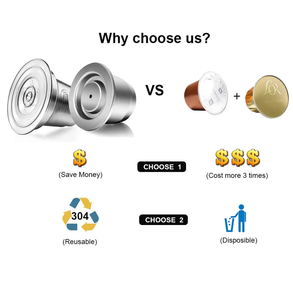 Многоразовый фильтр для кофемашины Nespresso ICafilasFor зеркальные кофейные капсулы