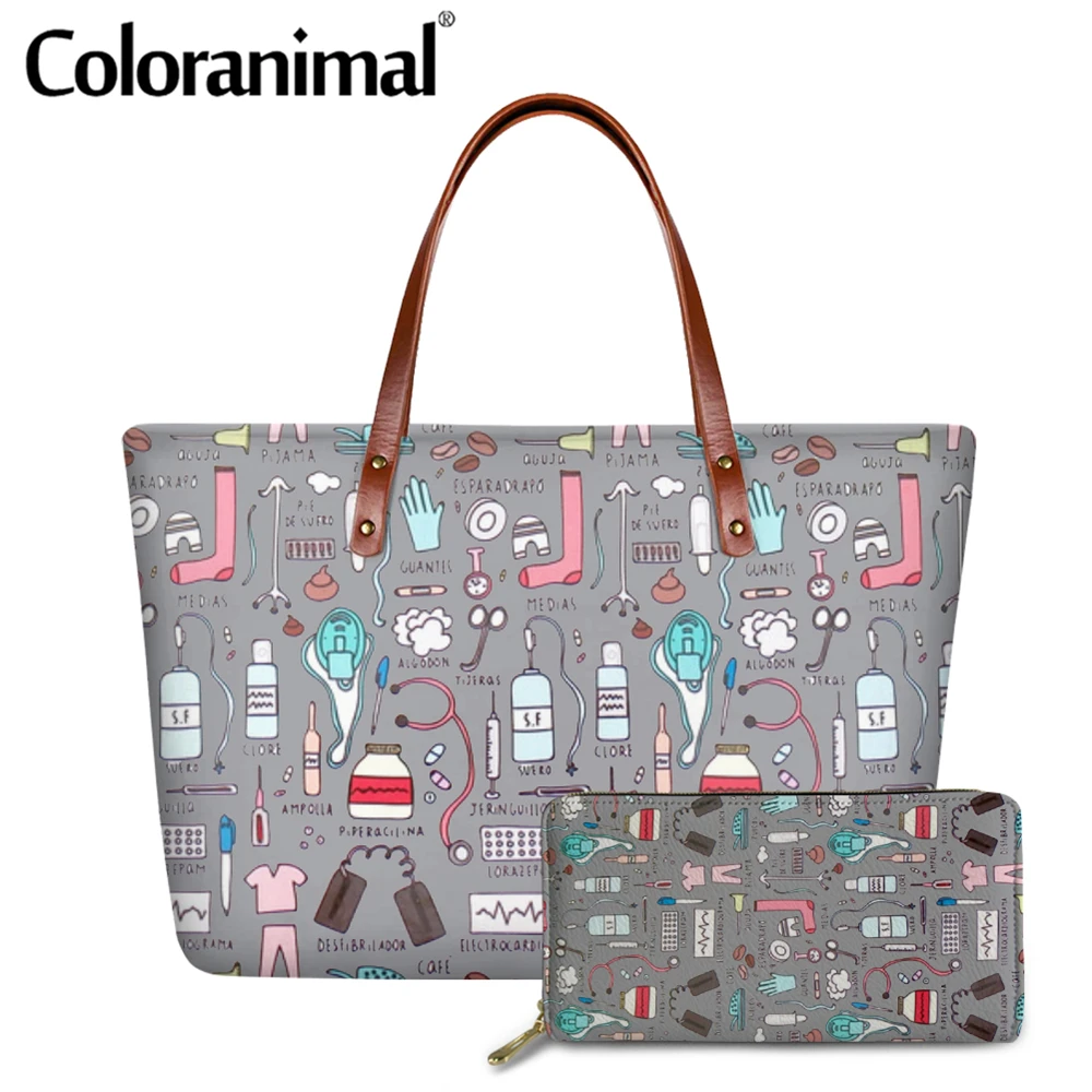 Комплект из 2 сумок и кошельков для женщин с рисунком | Багаж сумки