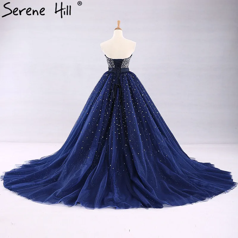 Роскошное Свадебное платье без бретелек свадебное Индиго Бисероплетение Тюль