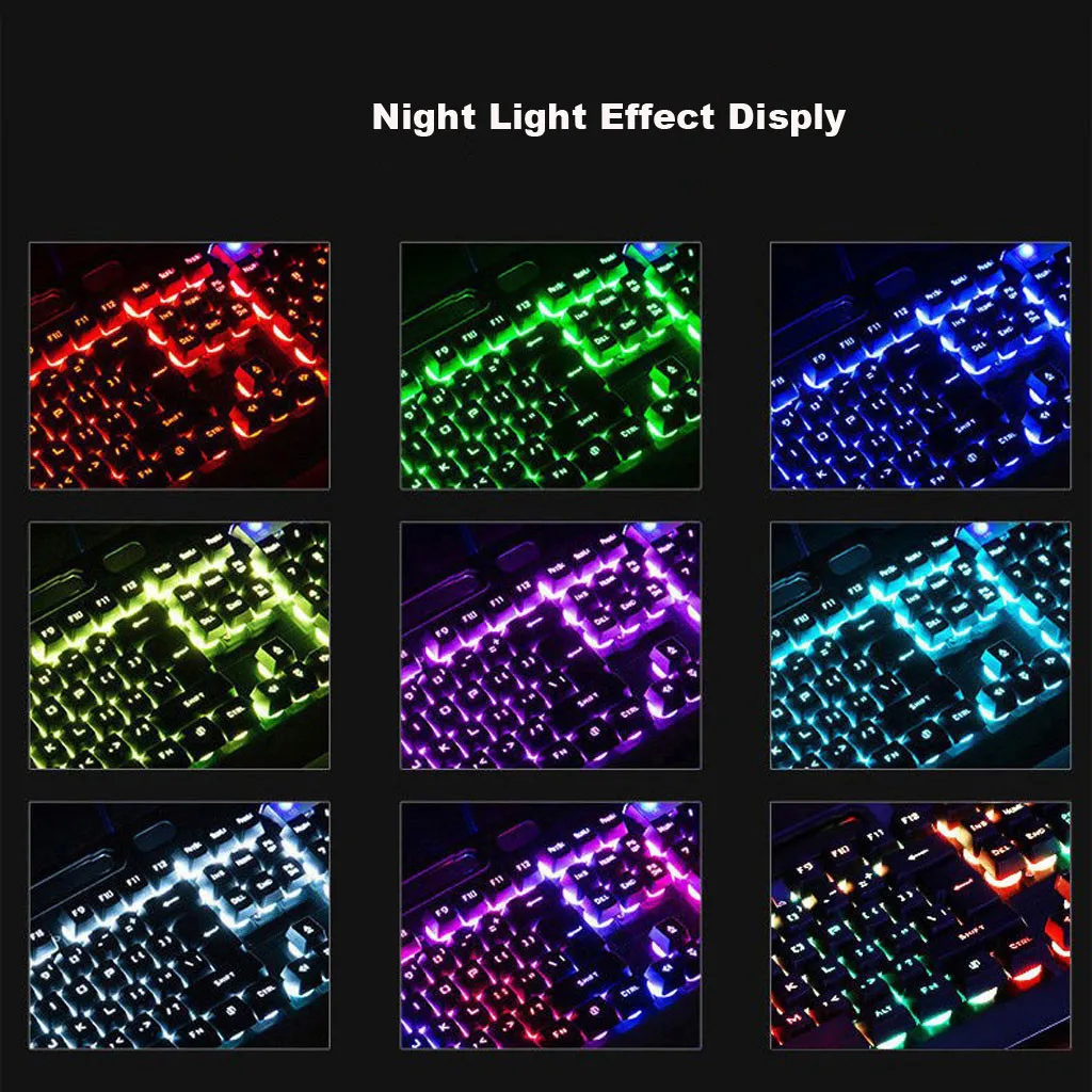 

1 Set Gaming Mechanical Wired 16 RGB Backlight Ergonomic Keyboard + Mouse Portable Ergonomic Computer PC Gamer Desktop Laptop