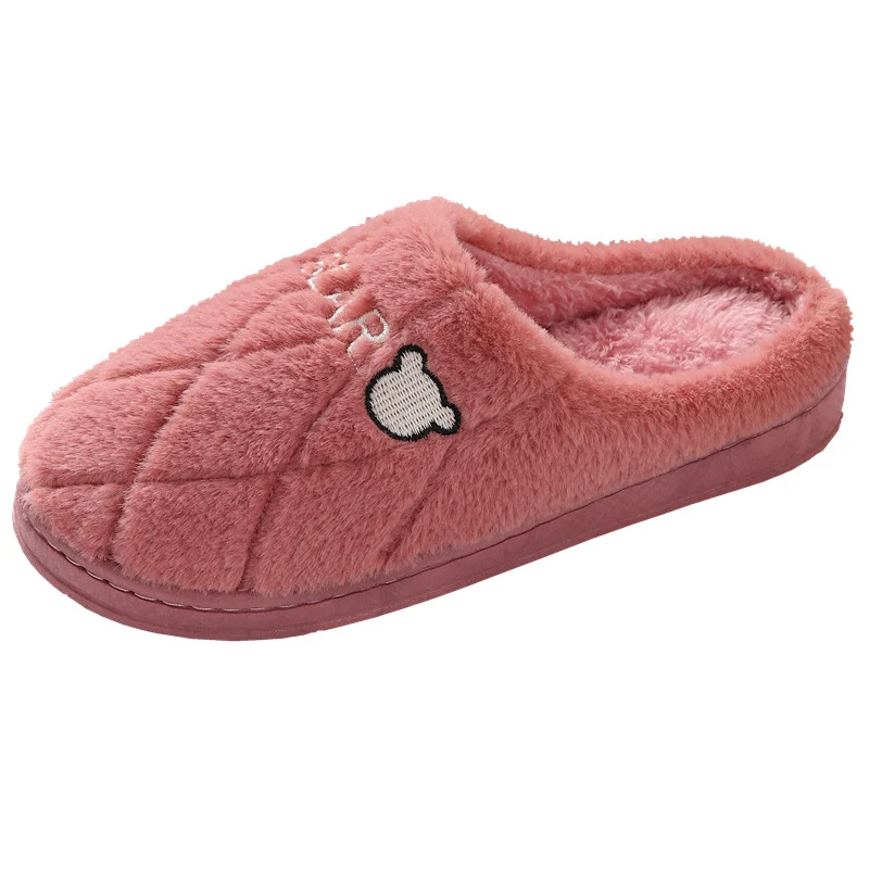 

Winter Women Warm Home Shoes Plush Slippers Couples Warm Non-slip Floor House Slipper Soft Indoor Shoes Plush Man Floor Slides