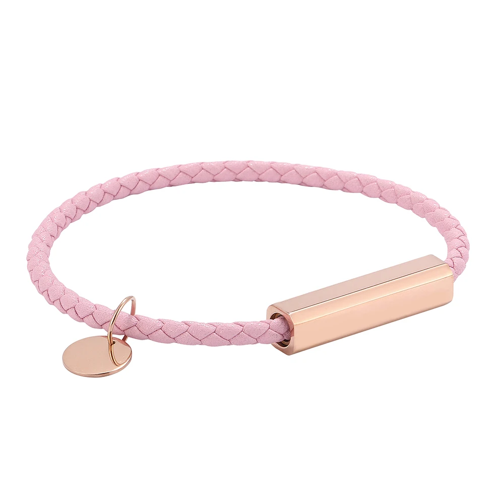 Модный розовый кожаный браслет женский и с магнитной застежкой Очаровательная
