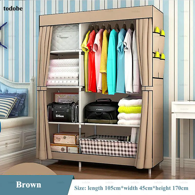 

Simple Wardrobe Bedroom Furniture Dormitory Dustproof Removable Clothing Storage Folding Fabric Clothing Closet with Drawer