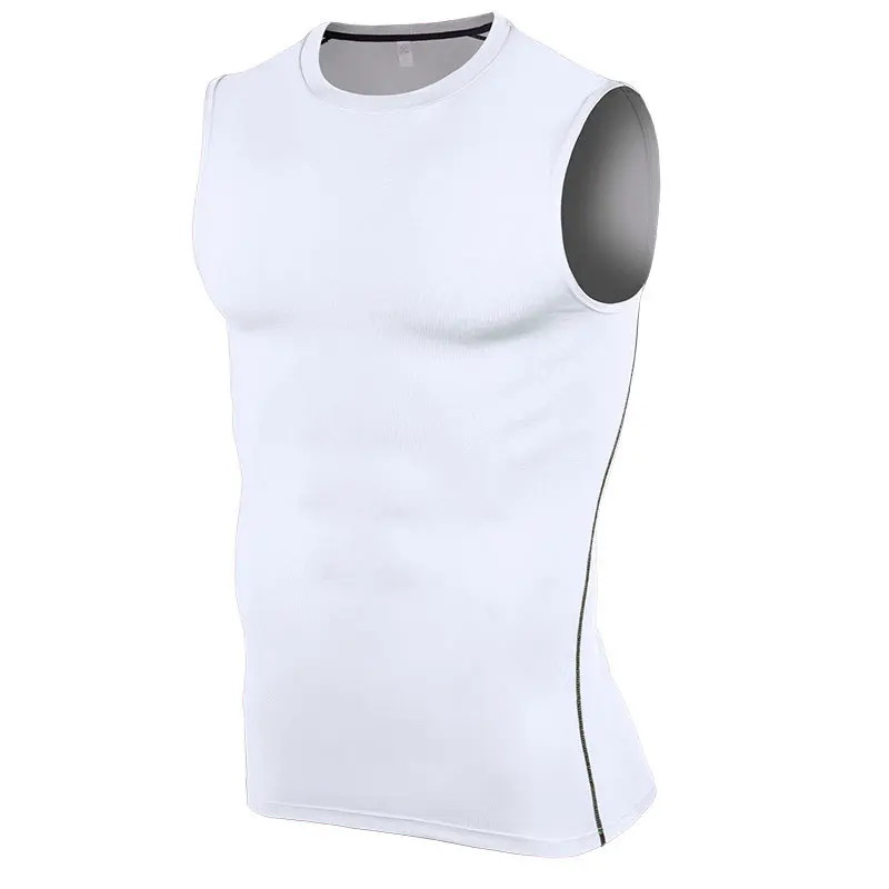 Summer Men Sport Shirts Elastic Quickly Dry sleeveless Sweatshirt Vest Jogger Exercise Workout Running Casual Shirt Sportswear