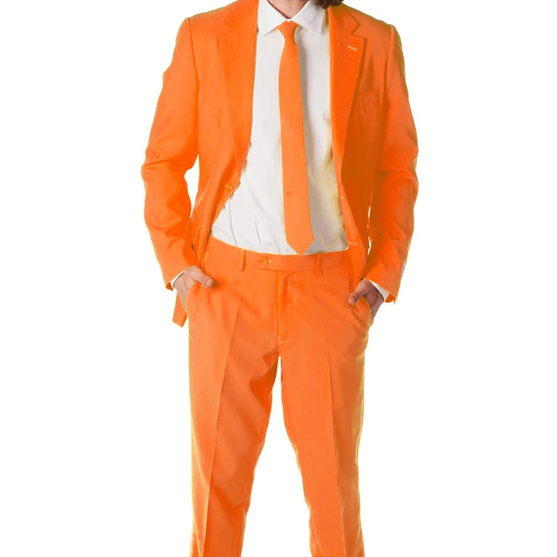 

Весна, новинка, индивидуальные модные красивые мужские костюмы, облегающие смокинги, оранжевый Блейзер, свадебный ужин вечерние ская одежд...