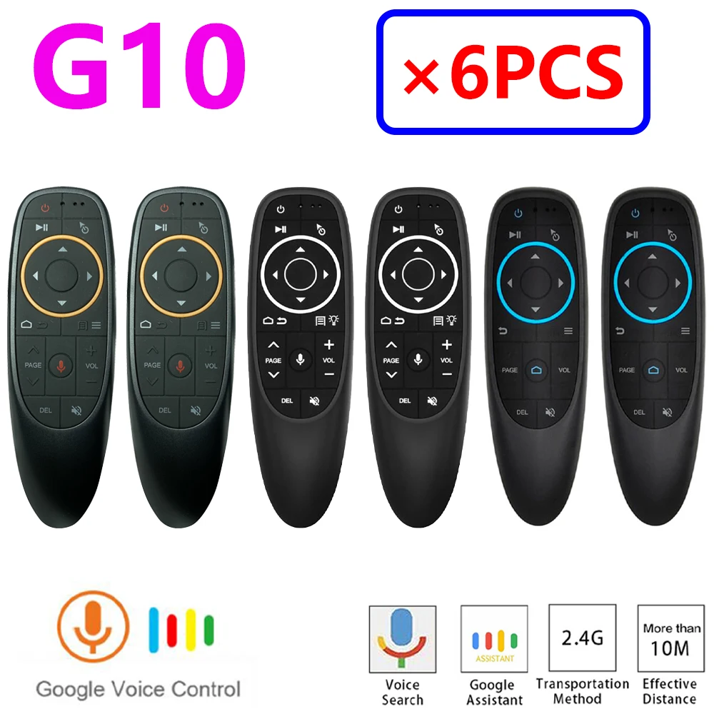 [6 шт.] G10 G10S Pro Android ТВ коробка голосового Air Мышь Поддержка Google Voice Search и помощник