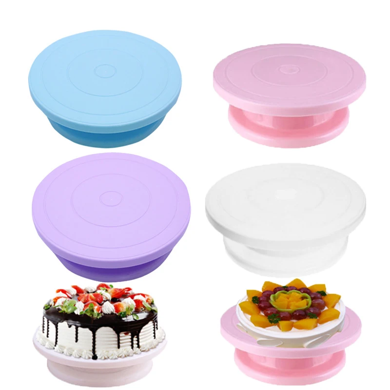 Plastic Cake Turntable Rotating Anti-skid Round Decorating Stand Table Plate Kitchen DIY Pan Baking Tool 1pcs | Дом и сад