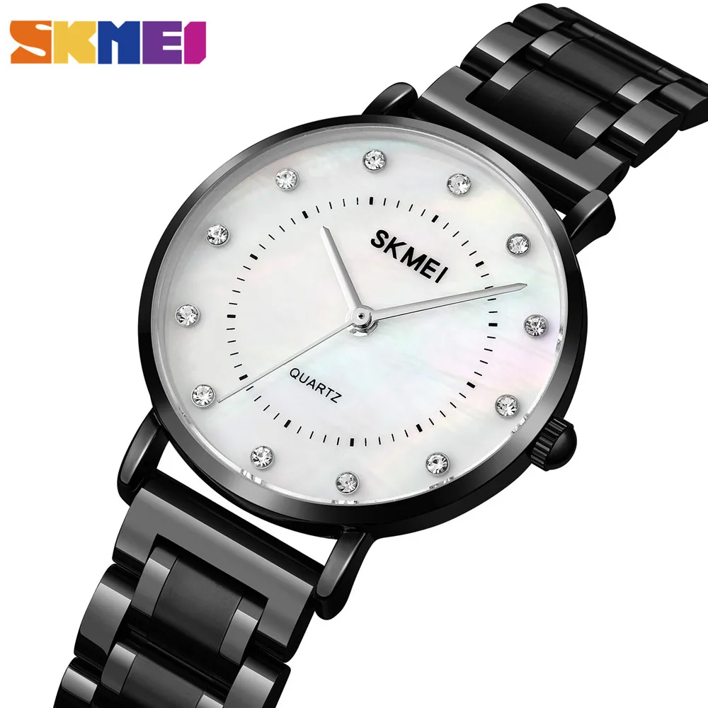 SKMEI Japan Quartz movement Ladies Wristwatches Luxury Stainless Steel Waterproof Watch Clock For Women Female Relogio Feminino