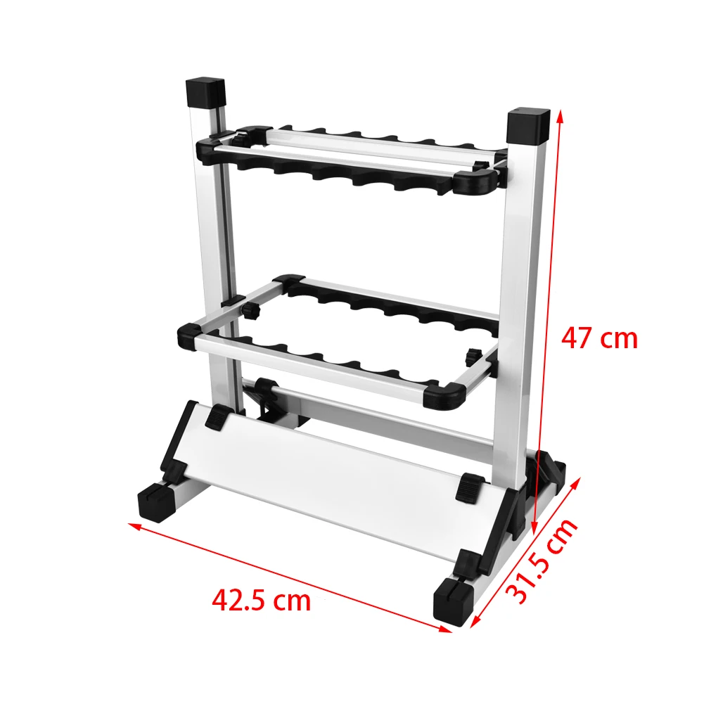 

Lightweight Fishing Rod Pole Holder Stand Organizer Rack For 12 Rods Fishing Rod Display Stand_black